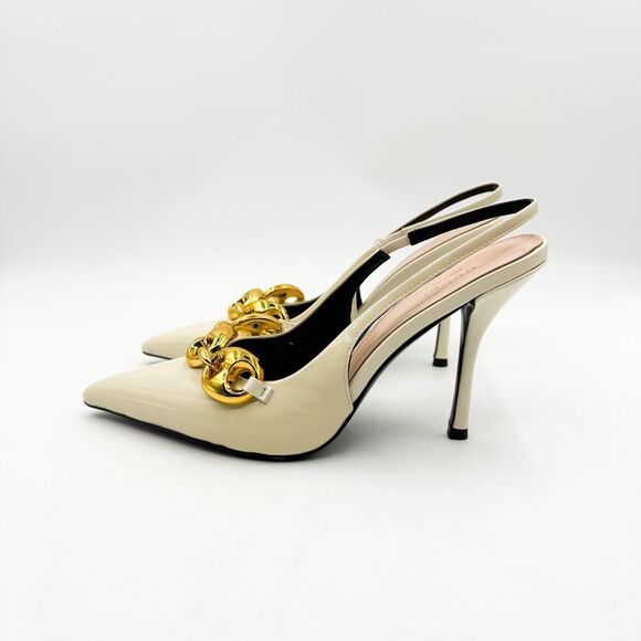 Gucci Marina Chain Slingback Pointed Toe Patent Leather Heels EU 42 US 12 - Picture 6 of 12